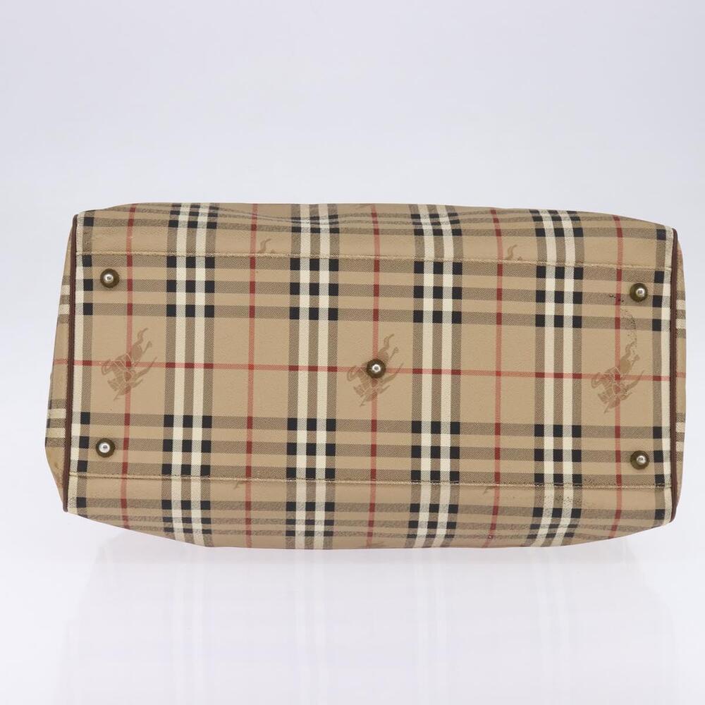 Burberrys Nova Check Boston Bag PVC Beige Gold Auth gh919 - Picture 5 of 16